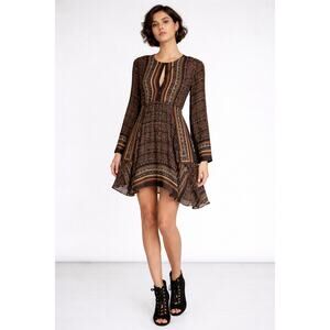 A.L.C. Silk Dress 0 XS Vicky Mini Long Sleeves Asymmetrical Hem 100% Silk